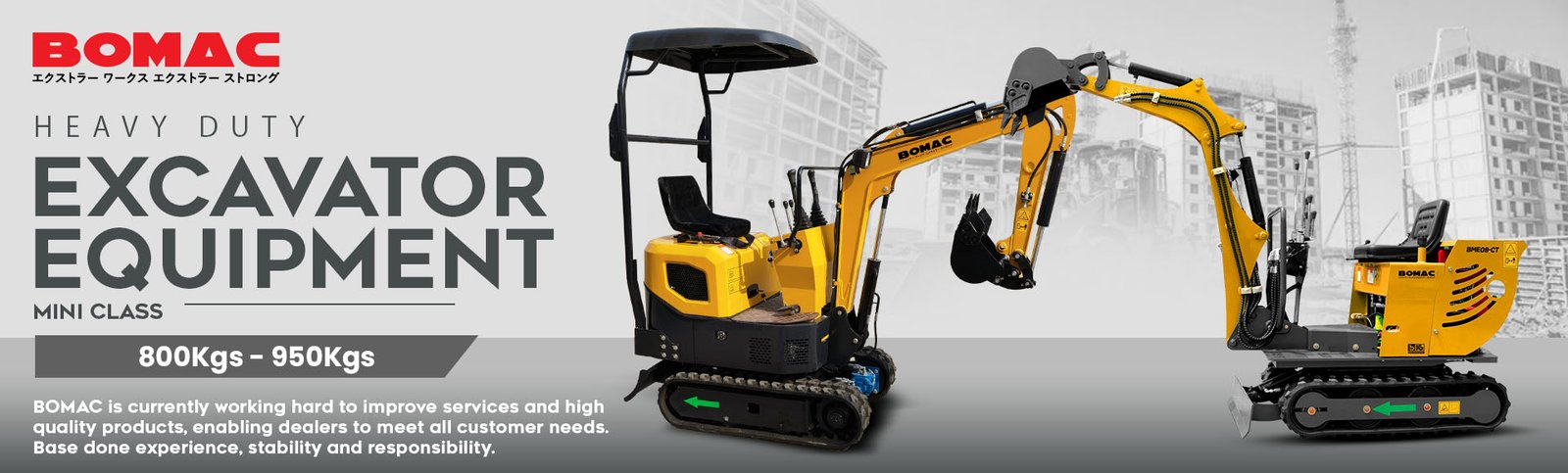 Bomac Heavy Duty Excavator Equipment Mini Size