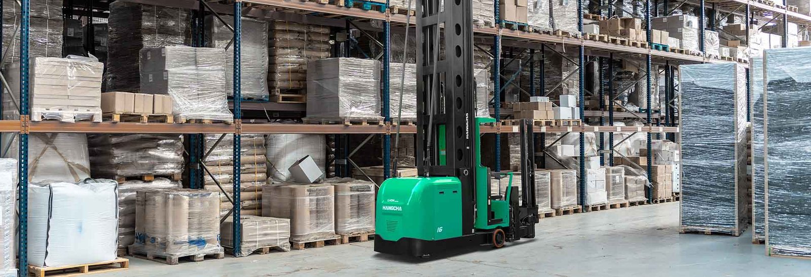 Spesifikasi Teknis HC Forklift Man up tri-Lateral Electric Stacker (Lithium E-Trucks) Kapasitas 1,000~1,588kg