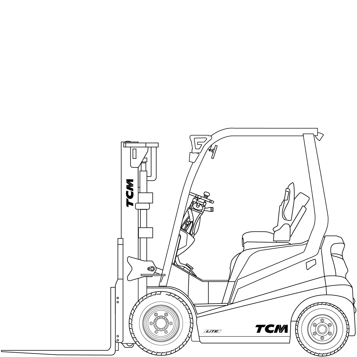 Diagram Teknis & Dimensi TCM FB20-Q1 LiTE 4-Wheel Lithium-Ion Counterbalance Forklift (2.000 kg) #1
