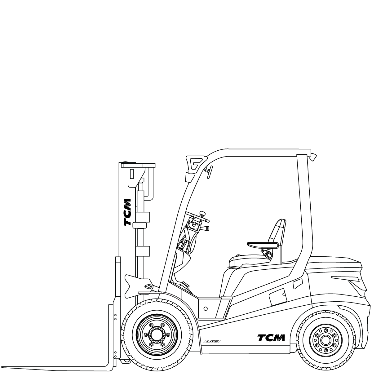 Diagram Teknis & Dimensi TCM FB25L-Q1 LiTE 4-Wheel Lithium-Ion Counterbalance Forklift (2.500 kg) #1