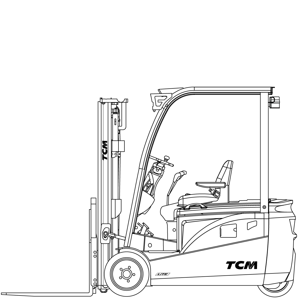 Diagram Teknis & Dimensi TCM FTB18-Q1 LiTE 3-Wheel Lithium-Ion Counterbalance Forklift (1.800 kg) #1