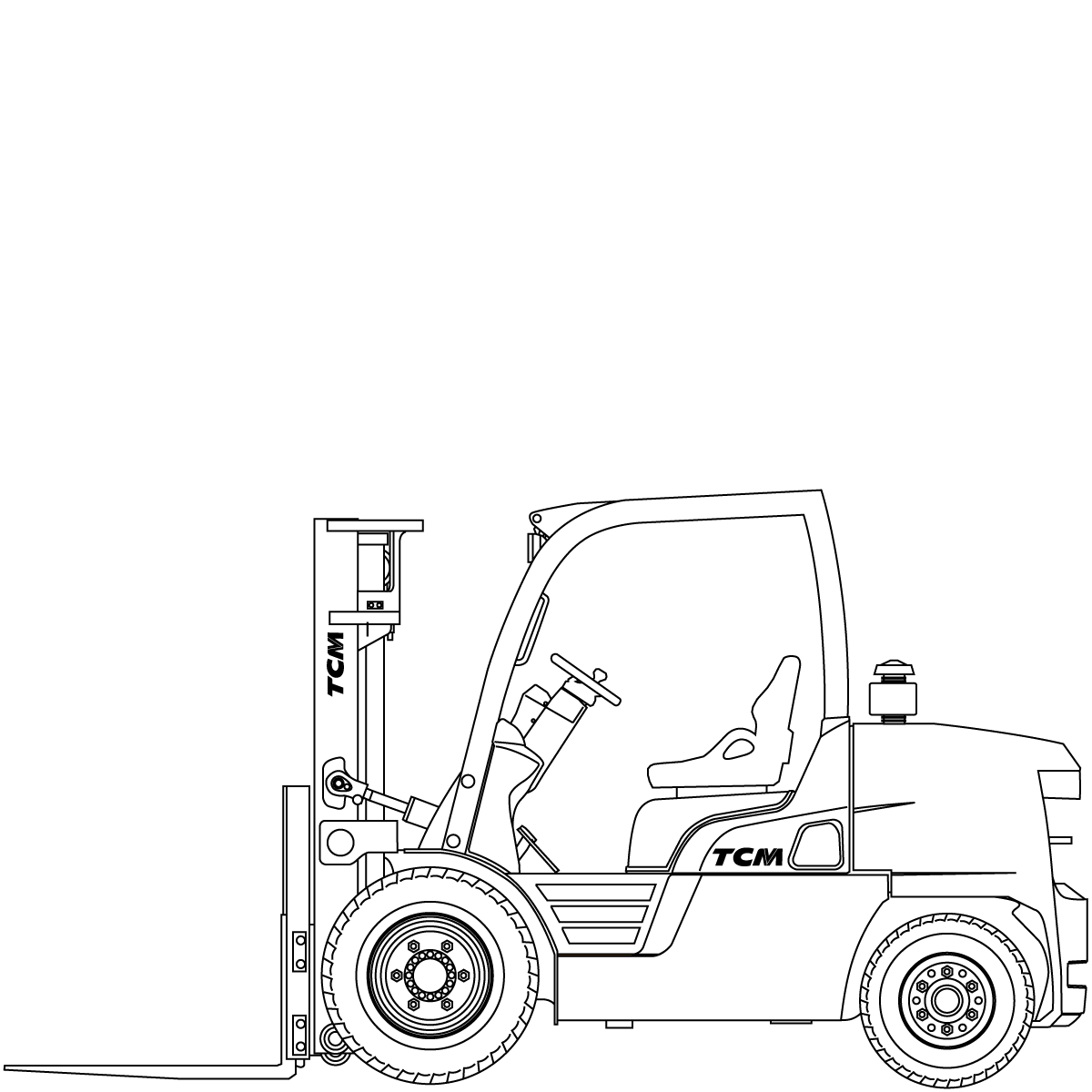 Diagram Teknis & Dimensi TCM FD50-E2 Heavy-Duty Stage V Diesel Counterbalance Forklift (5.000 kg) #1