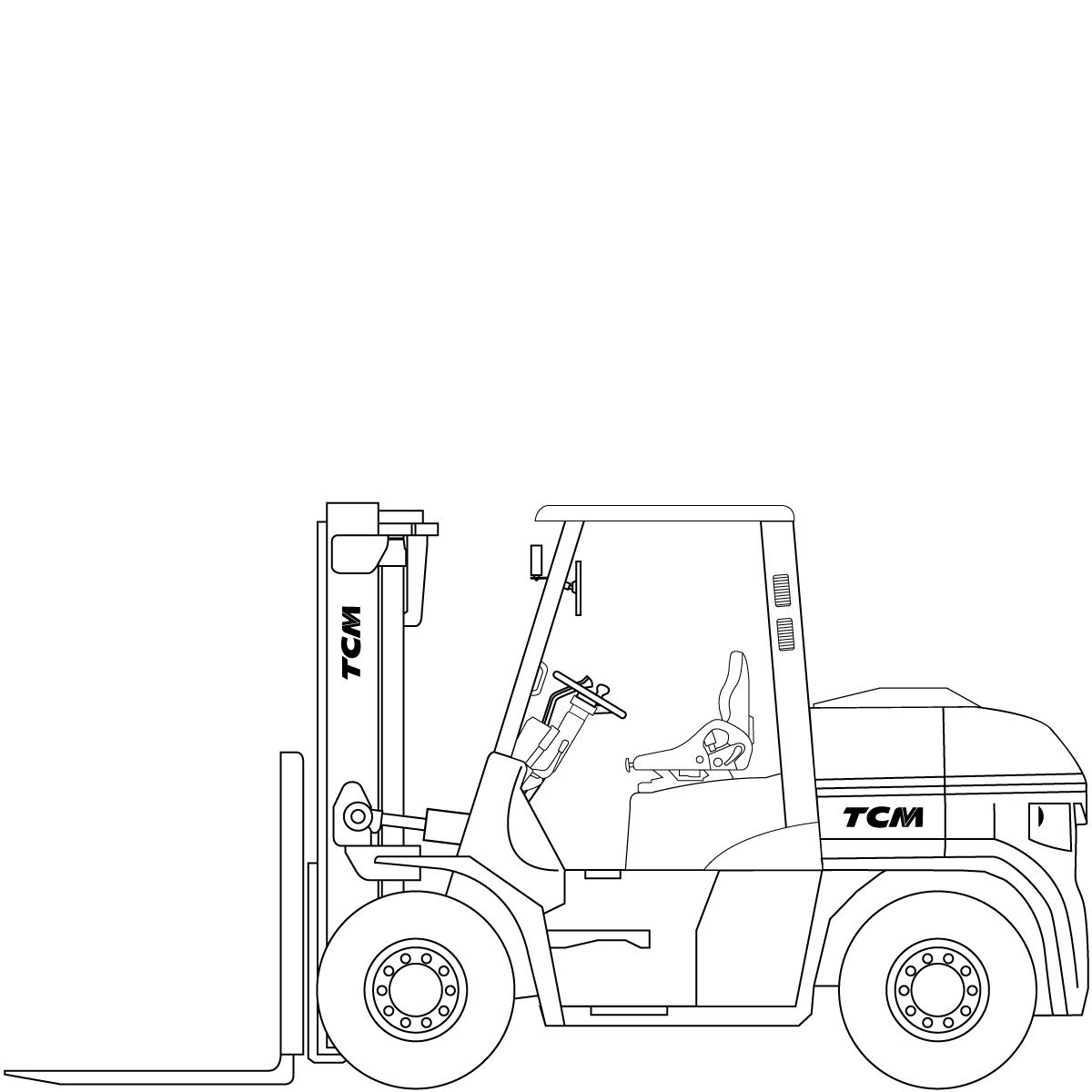 Diagram Teknis & Dimensi TCM FD70-5 High-Capacity Heavy-Duty Diesel Counterbalance Forklift (7.000 kg) #1