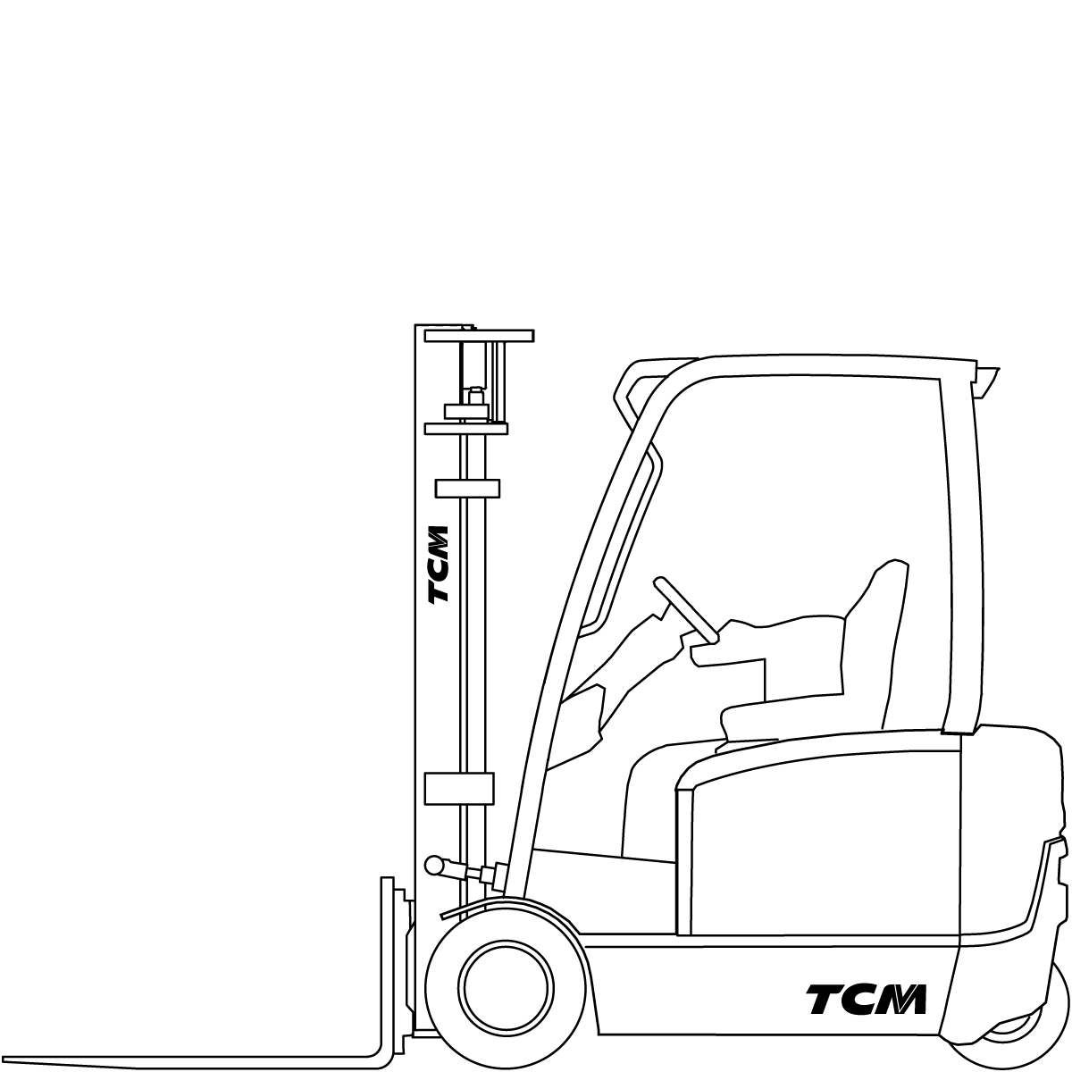 Diagram Teknis & Dimensi TCM FB16-E4 4-Wheel Electric Counterbalance Forklift (1.600 kg) #1