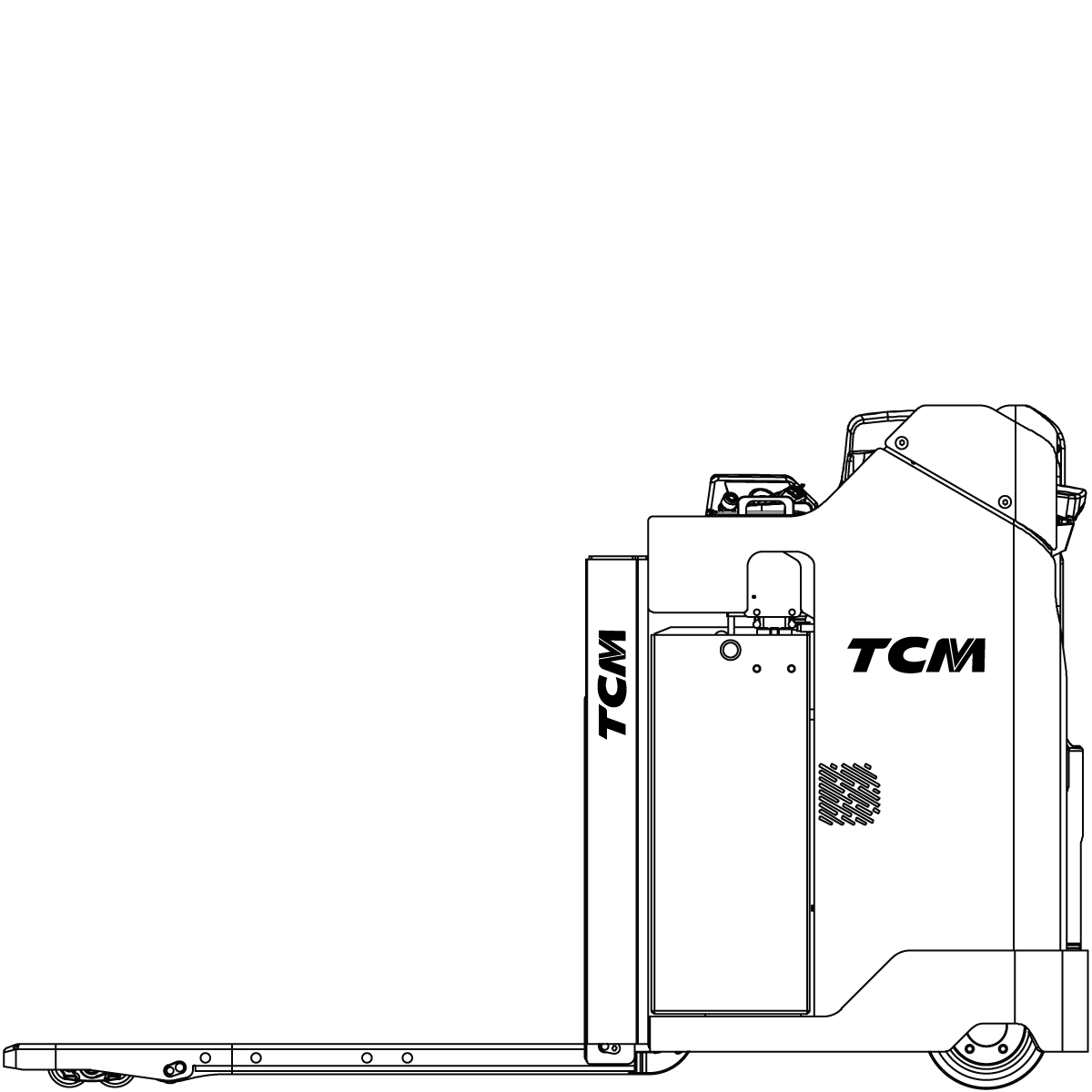 Diagram Teknis & Dimensi TCM LLS20-N2 Heavy-Duty Sit-On Low Lifter Pallet Truck (2.000 kg) #1