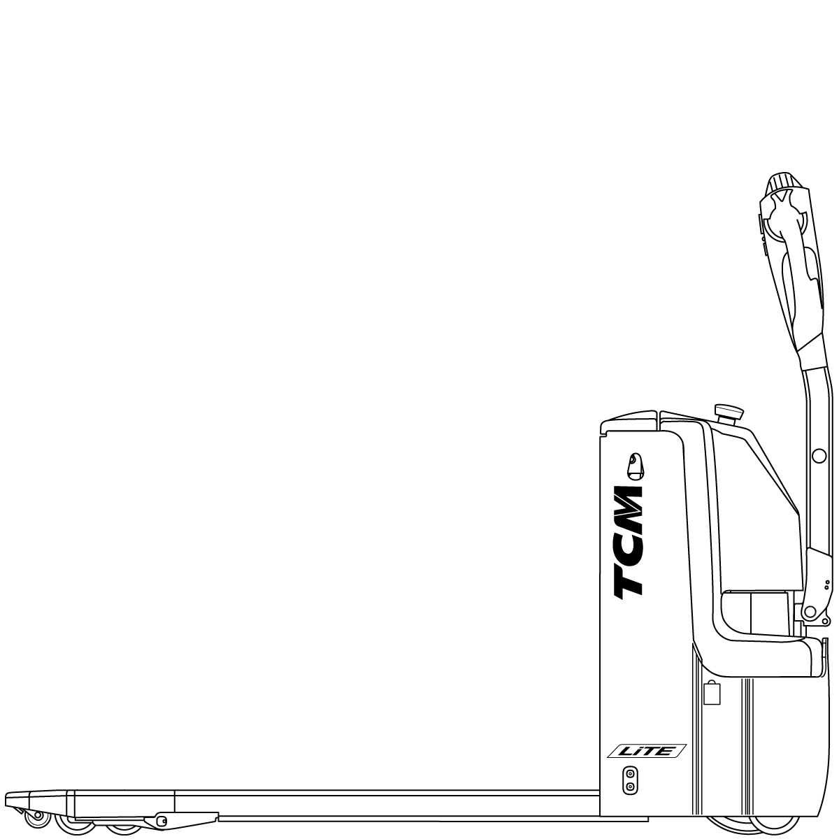 Diagram Teknis & Dimensi TCM PWL16-Q2 LiTE Pedestrian Powered Lithium-Ion Pallet Truck (1.600 kg) #1