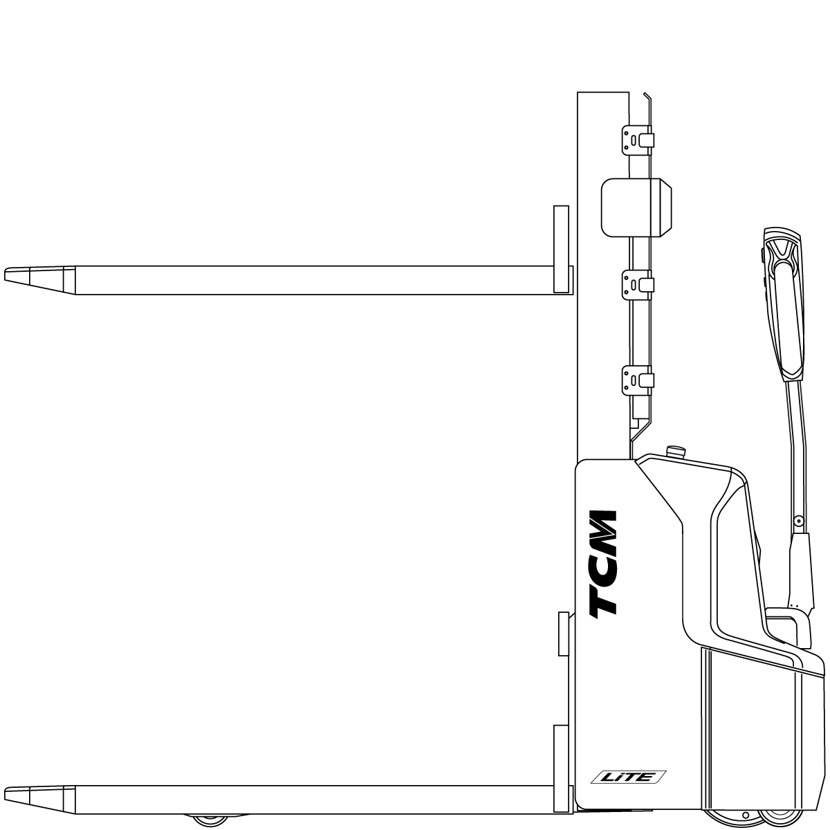 Diagram Teknis & Dimensi TCM PSW13EI-Q2 LiTE Wide-Chassis Pedestrian Stacker with Initial Lift (3-Stage Mast) (1.300 kg) #1
