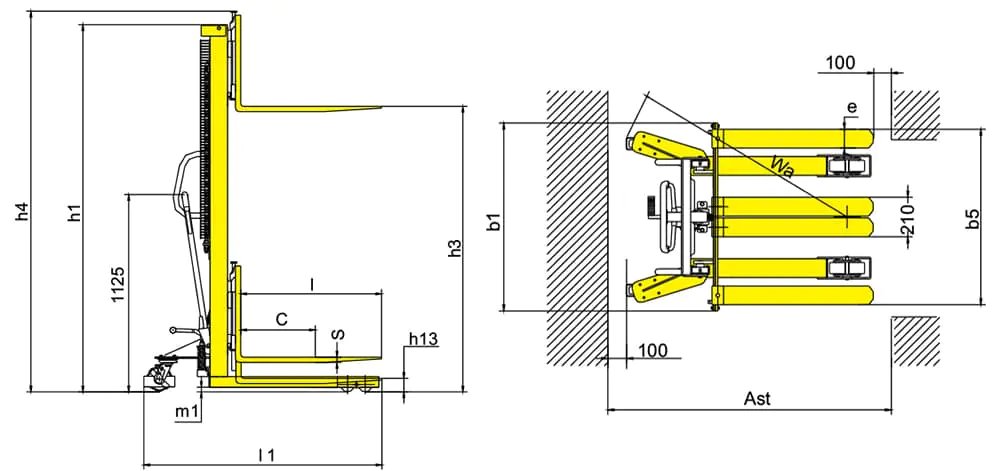 Xilin SDJA1000 Manual Stacker with Adjustable Forks (1.000 kg) - Tampilan 2