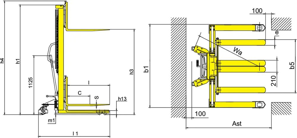 Xilin SDJAS500 Manual Stacker with Straddle Legs (500 kg) - Tampilan 2