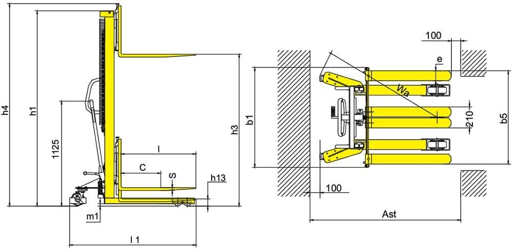Xilin SJJA20E Manual Stacker (Forged / Overall Forks) (2.000 kg) - Tampilan 5