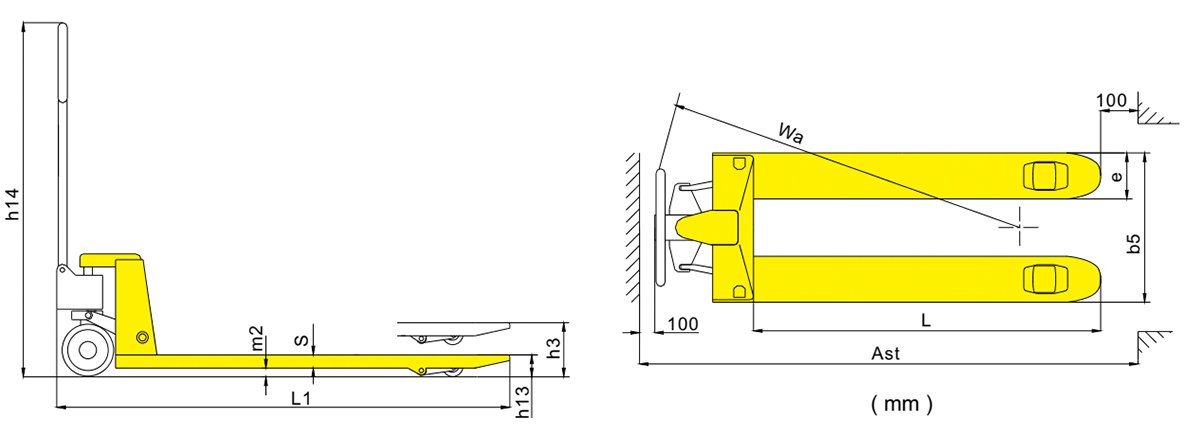 Xilin DF-III Standard Type Hand Pallet Truck (2.500 / 3.000 kg) - Tampilan 2