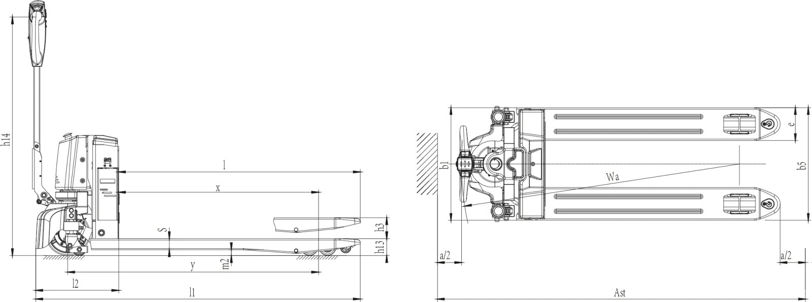 Xilin CBD15W-II Li Li-ion Powered Pallet Truck (1.500 kg) - Tampilan 6