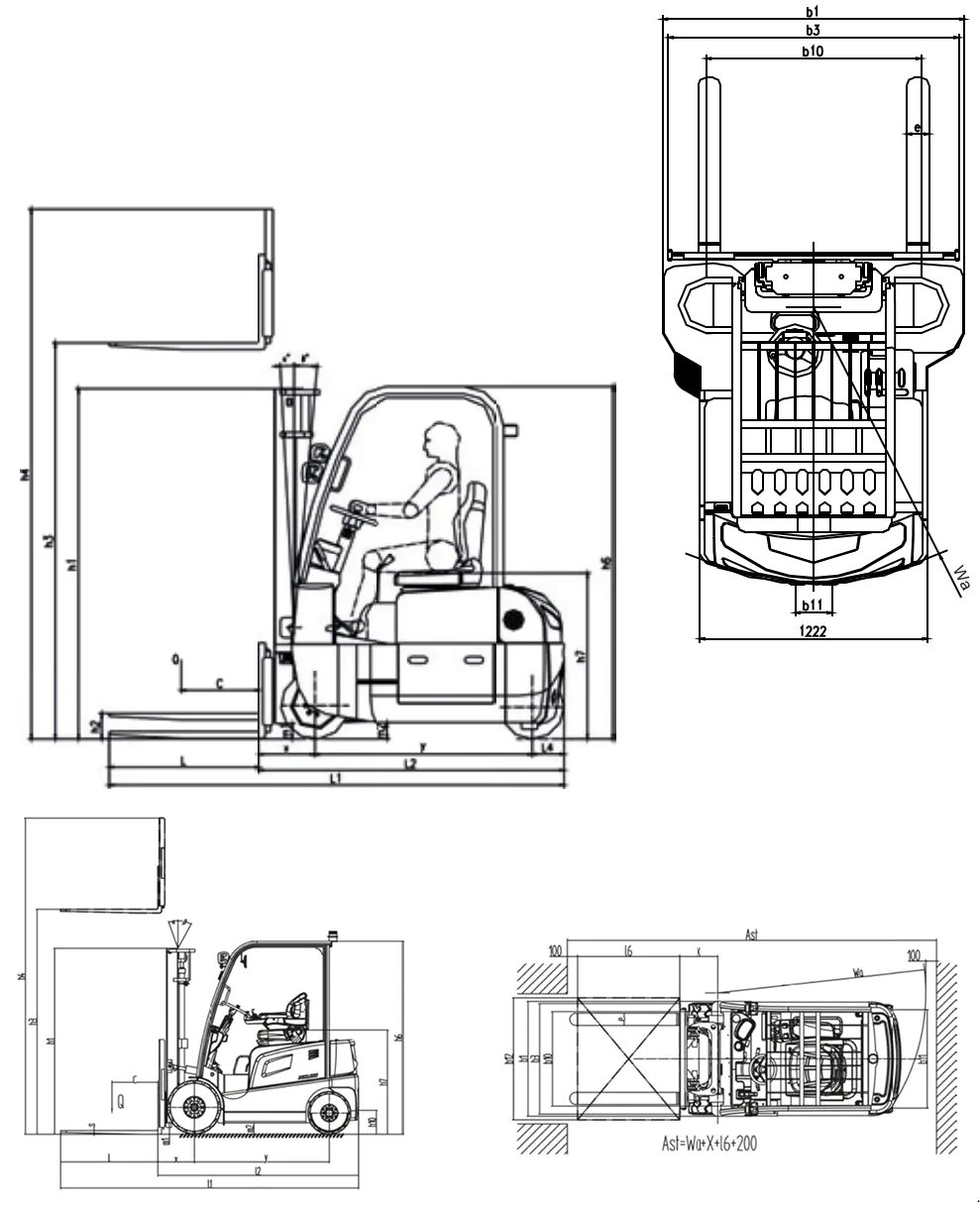 Xilin CSD20 4-Directional Forklift (2.000 kg) - Tampilan 2