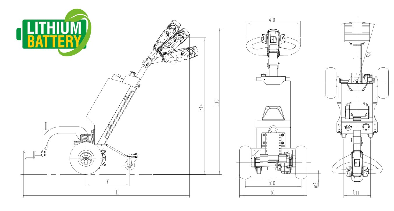 Xilin QDD10W-Li Li-ion Powered Tow Tractor (1.000 kg) - Tampilan 3