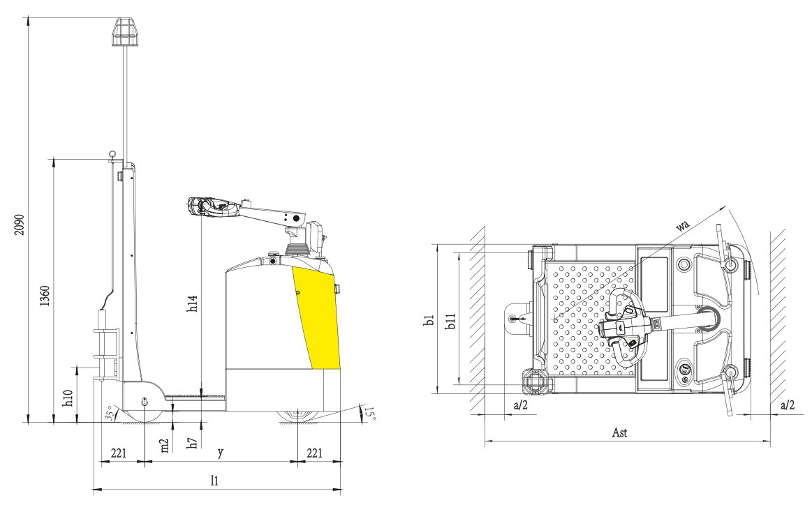 Xilin QDD20H Electric Tow Tractor (2.000 kg) - Tampilan 3