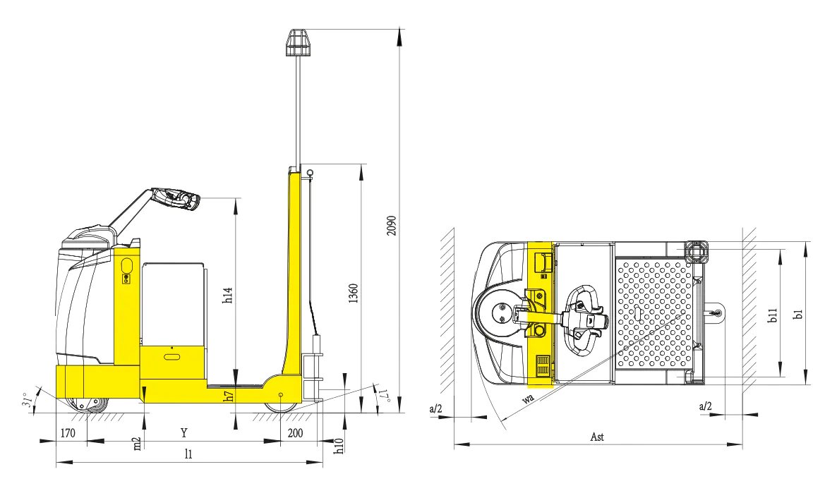 Xilin QDD45H Electric Tow Tractor (4.500 kg) - Tampilan 4