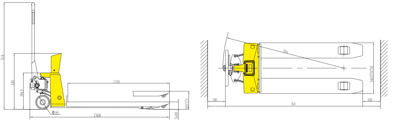 Xilin BFC6-8E Scale pallet truck with printer (2.000 kg) - Tampilan 2